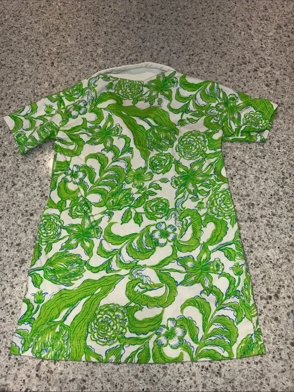 Lilly Pulitzer White and Bright Green Floral Polo Dress